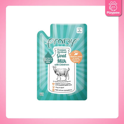 [ยกกล่อง 12 ซอง] Pramy Gold Sterilised Goat Milk นมแพะพรามี่ นมแพะแบบซองขนาด 60 มล.(ml.)