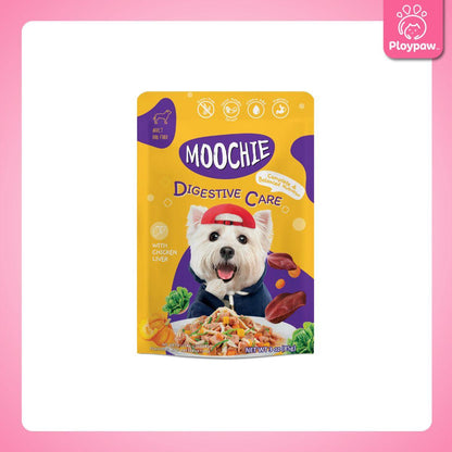 [ยกลัง 48 ซอง] Moochie อาหารเปียกสุนัข มูชี่ สูตร Complete&Balance Nutrition สารอาหารครบถ้วน ปราศจากธัญพืช ไมเ่ติมเกลือ สำหรับลูกสุนัขและสุนัขโต ขนาดซอง 85 กรัม(g.)