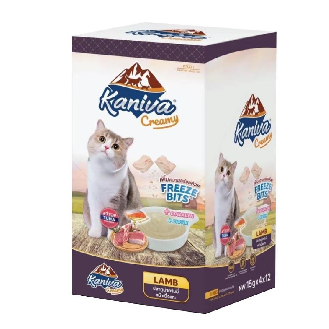 [ยกกล่อง 50 ซอง] Kaniva Creamy ขนมแมวเลียคานิว่า เพิ่มความอร่อยด้วยฟรีซดราย ขนาด 15 กรัม(g)