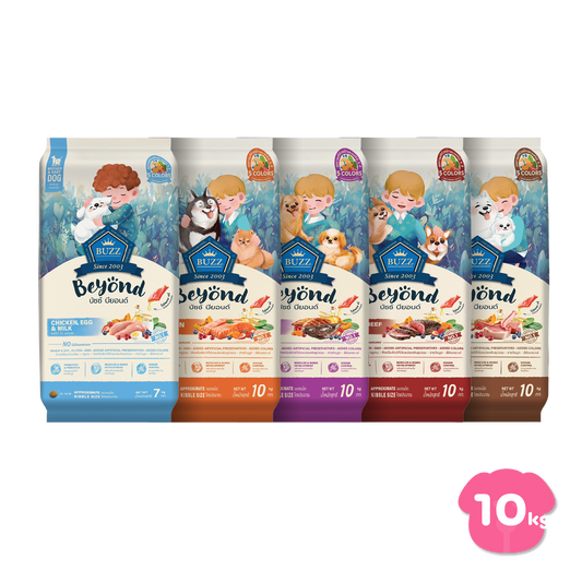 [ยกกระสอบ 7 ,10 KG]Buzz Beyond อาหารสุนัขบัซซ์ บียอนด์ ขนาด 10 กก.(kg.) Premium + Gluten Free + NON GMO อาหาร  ลูกสุนัข