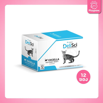 [ยกโหล 12 ซอง] DeliSci Excella อาหารฟื้นฟูสําหรับสัตว์ป่วย ขาดสารอาหาร และพักฟื้นหลังการผ่าตัด ที่ต้องการพลังงานสูง (RECOVERY) ขนาด 80 กรัม(g.)