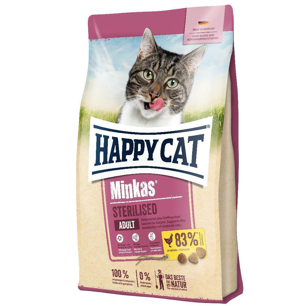 Happy Cat Minkas แฮปปี้แคท อาหารเม็ดสำหรับแมวทุกช่วงวัย และทุกสายพันธุ์ ขนาด 500 กรัม