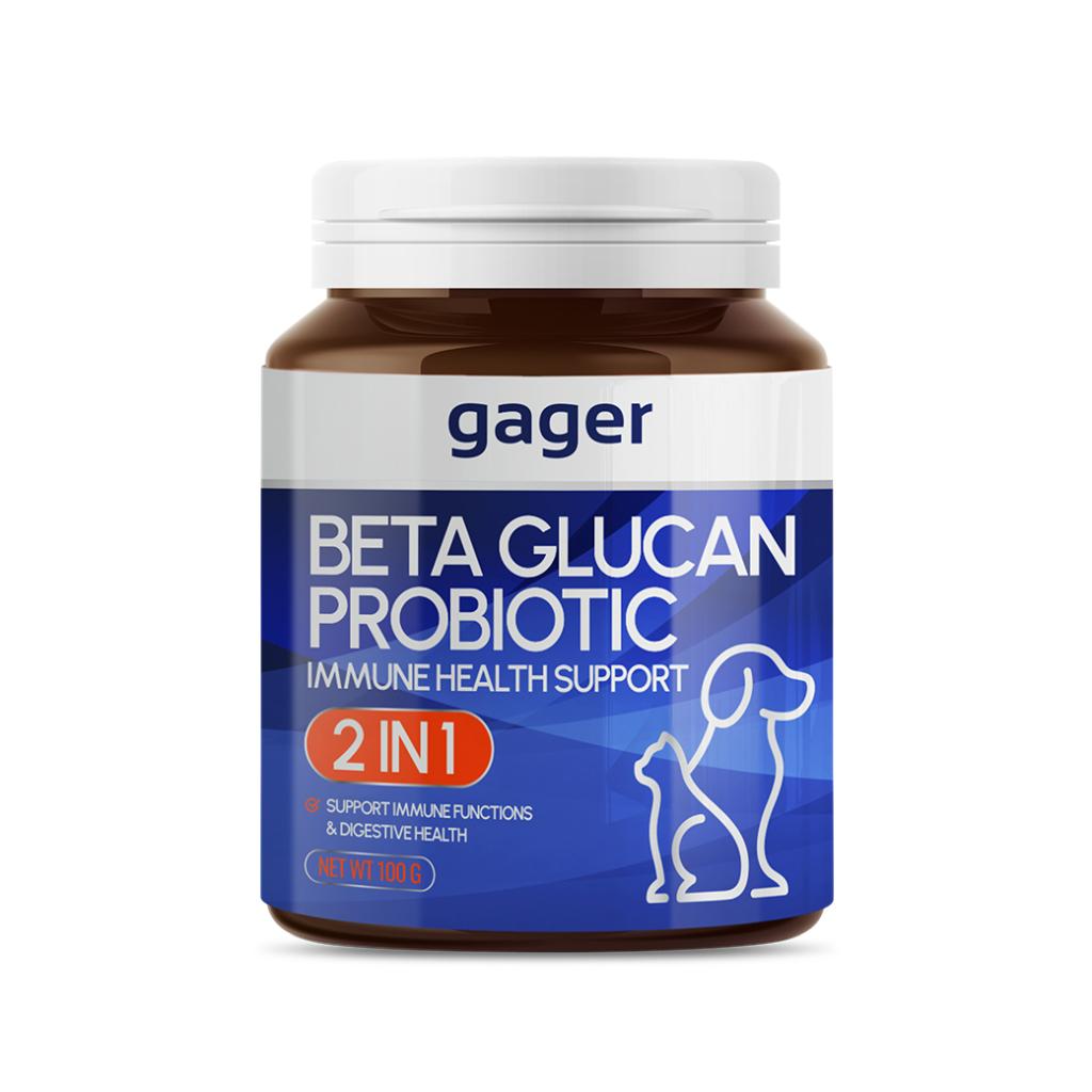 Gager ผงเบต้ากลูแคน+โปรไบโอติค กาเจอร์ วิตามินหมา วิตามินแมว 2in1 กลิ่นไก่ผสมตับ