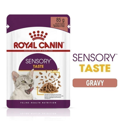 [ยกกล่อง 12 ซอง] Royal Canin Sensory Taste Pouch อาหารเปียกแมวโต กินอาหารยาก เลือกกิน รสชาติพิเศษ อายุ 12 เดือนขึ้นไป (Wet Cat Food, โรยัล คานิน) โรยัล