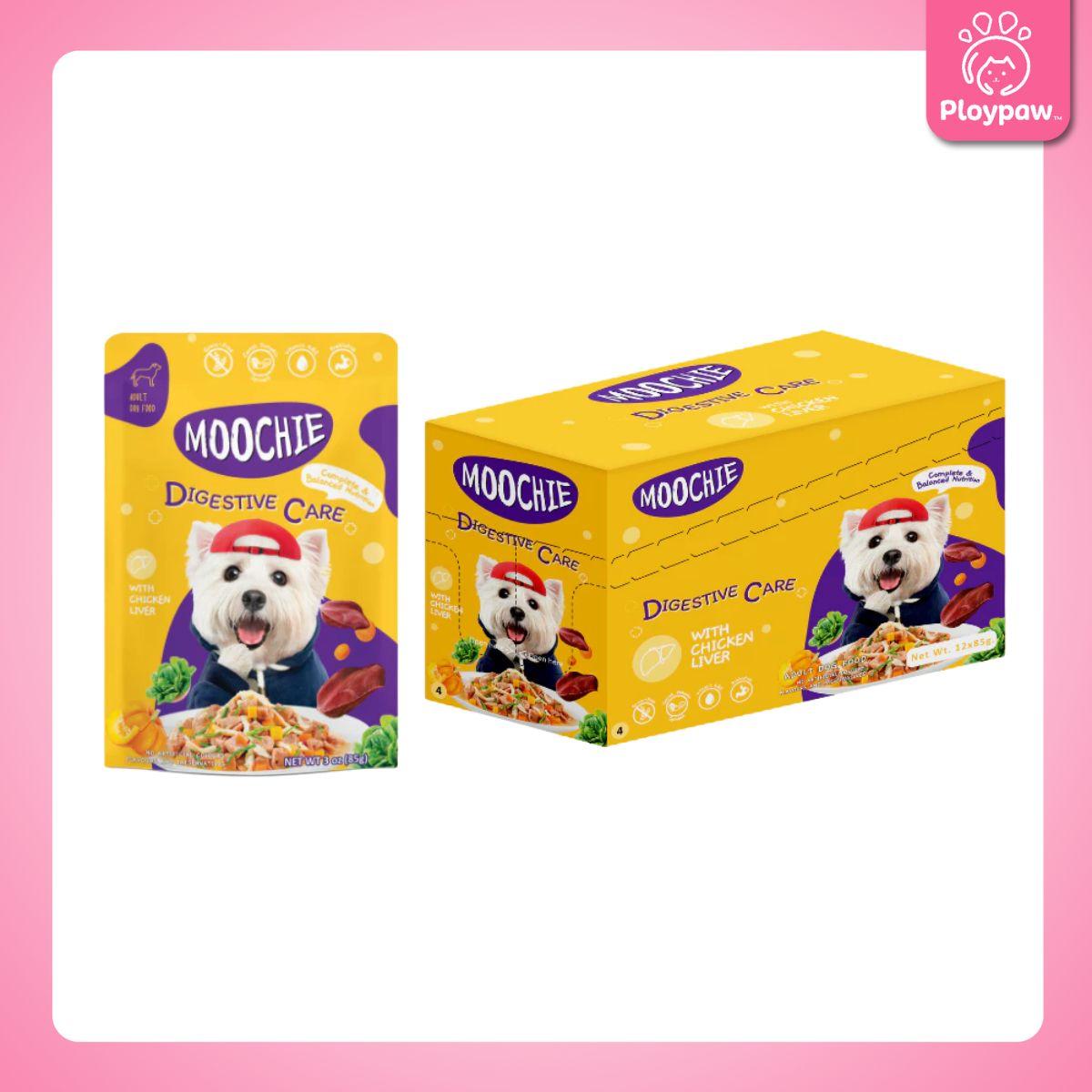 [ยกโหล 12 ซอง] Moochie อาหารเปียกสุนัข มูชี่ สูตร Complete&Balance Nutrition สารอาหารครบถ้วน ปราศจากธัญพืช ไมเ่ติมเกลือ สำหรับลูกสุนัขและสุนัขโต ขนาดซอง 85 กรัม(g.)
