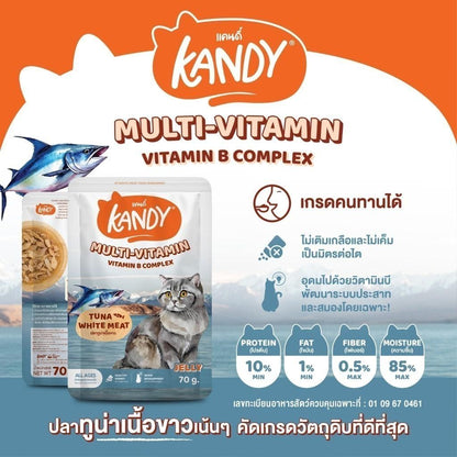 [ยกโหล 12 ซอง] Kandy Pouch อาหารเปียกแมว แคนดี้ ผลิตจากปลาเนื้อขาว ขนาดซอง 70 กรัม(g.)