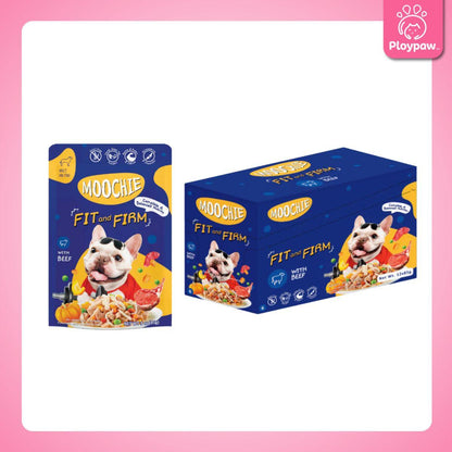 [ยกโหล 12 ซอง] Moochie อาหารเปียกสุนัข มูชี่ สูตร Complete&Balance Nutrition สารอาหารครบถ้วน ปราศจากธัญพืช ไมเ่ติมเกลือ สำหรับลูกสุนัขและสุนัขโต ขนาดซอง 85 กรัม(g.)