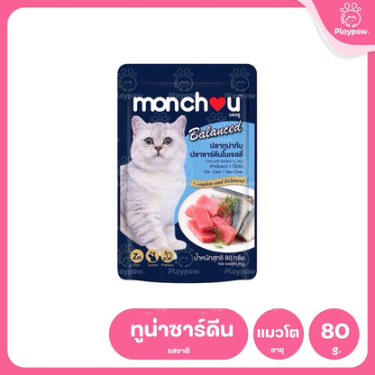 [ยกลัง 48 ซอง] Monchou มองชู อาหารเปียกแมว สูตร Balanced ขนาด 80 กรัม(g.)