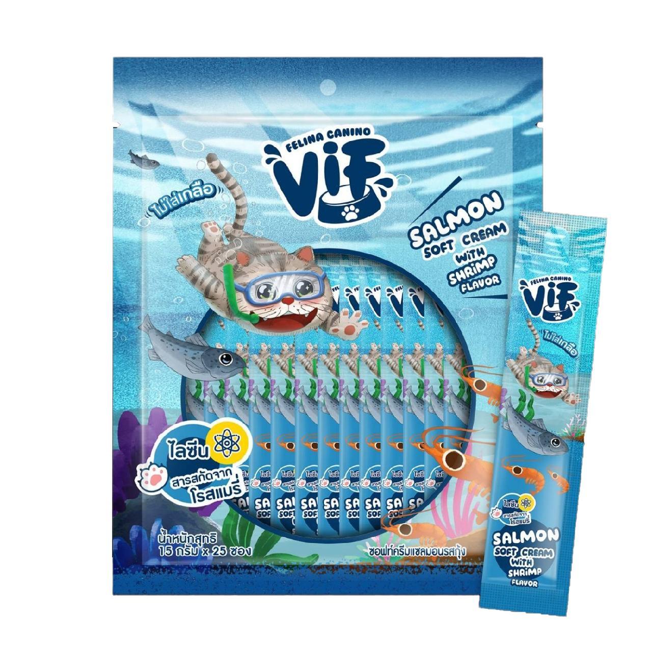[แพ็คใหญ่ 25 ซอง] Vif Soft Cream ขนมแมวเลียวิฟ ผลิตจากวัตถุดิบธรรมชาติ ไม่ใส่เกลือ ขนาดซอง 15 กรัม