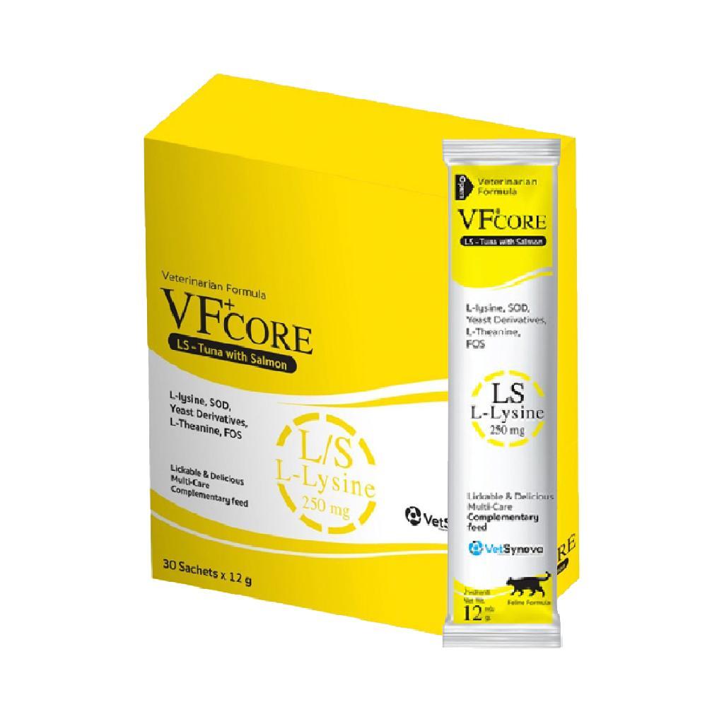 [ขายปลีก] VF+ Core ขนมแมวเลีย วีเอฟพลัส คอร์ อาหารเสริมรูปแบบขนมแมวเลีย วิตามินรวม เสริมภูมิคุ้มกัน ขนาด 12กรัม/ซอง