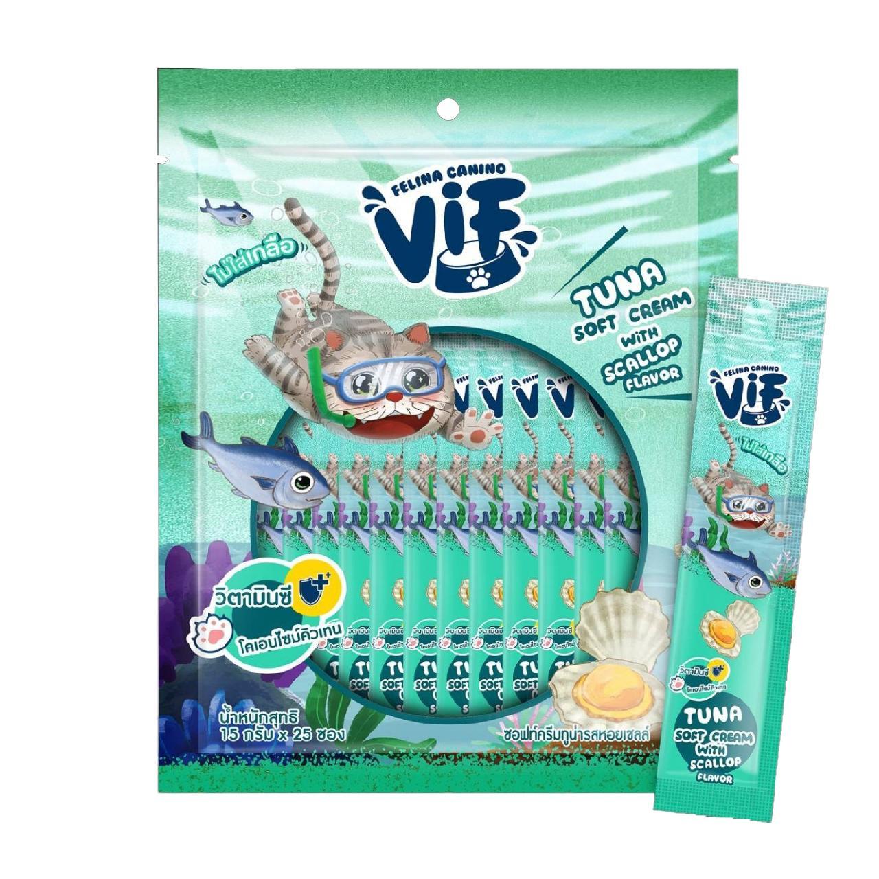 [แพ็คใหญ่ 25 ซอง] Vif Soft Cream ขนมแมวเลียวิฟ ผลิตจากวัตถุดิบธรรมชาติ ไม่ใส่เกลือ ขนาดซอง 15 กรัม