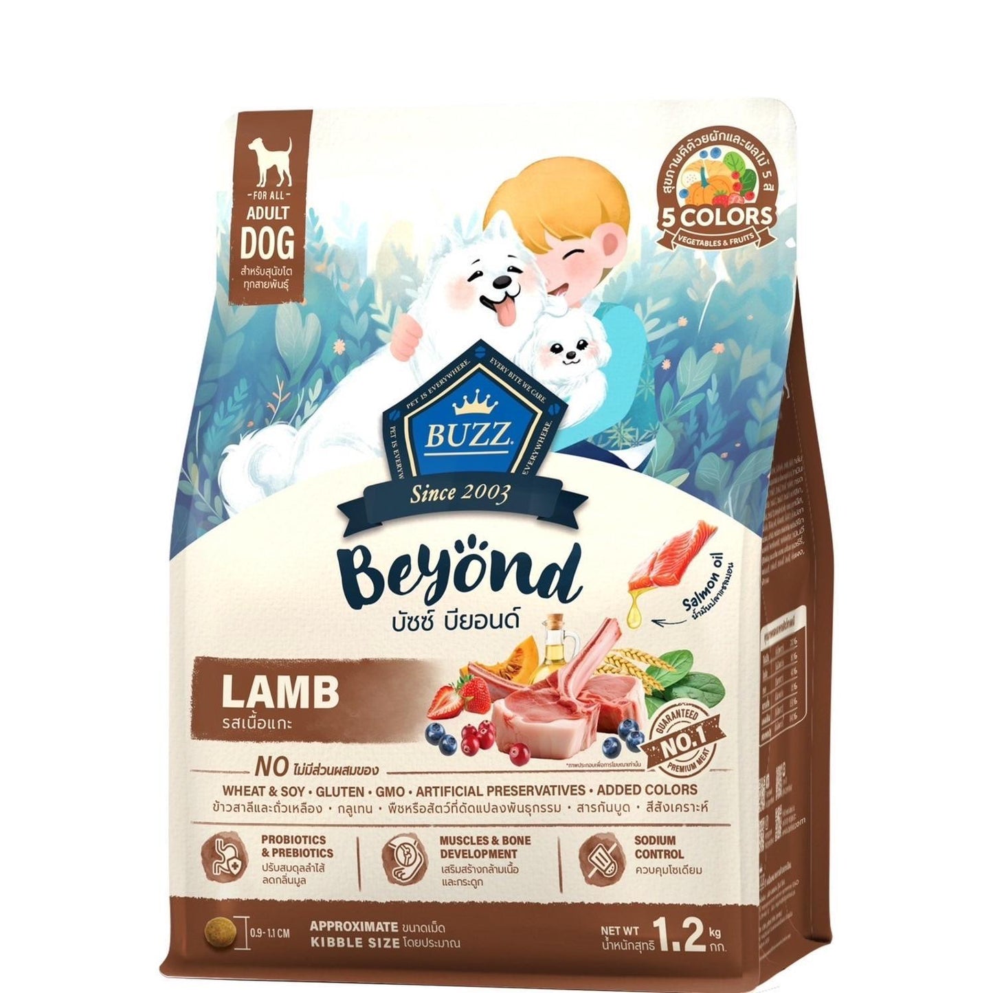 [สุนัข 1 กก.] Buzz Beyond อาหารสุนัขบัซซ์ บียอนด์ ขนาด 1 - 1.2 กก.(1-1.2kg) Premium + Gluten Free NON GMO อาหาร  ลูกสุนัข