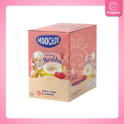 [ยกกล่อง 16 ซอง] Moochie Creamy Broths ซุปมูชี่ น้ำซุปแมว อาหารแมว ครีมมี่ซุปแมว ขนาด 40 กรัม(g.)