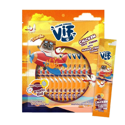 [แพ็คใหญ่ 25 ซอง] Vif Soft Cream ขนมแมวเลียวิฟ ผลิตจากวัตถุดิบธรรมชาติ ไม่ใส่เกลือ ขนาดซอง 15 กรัม