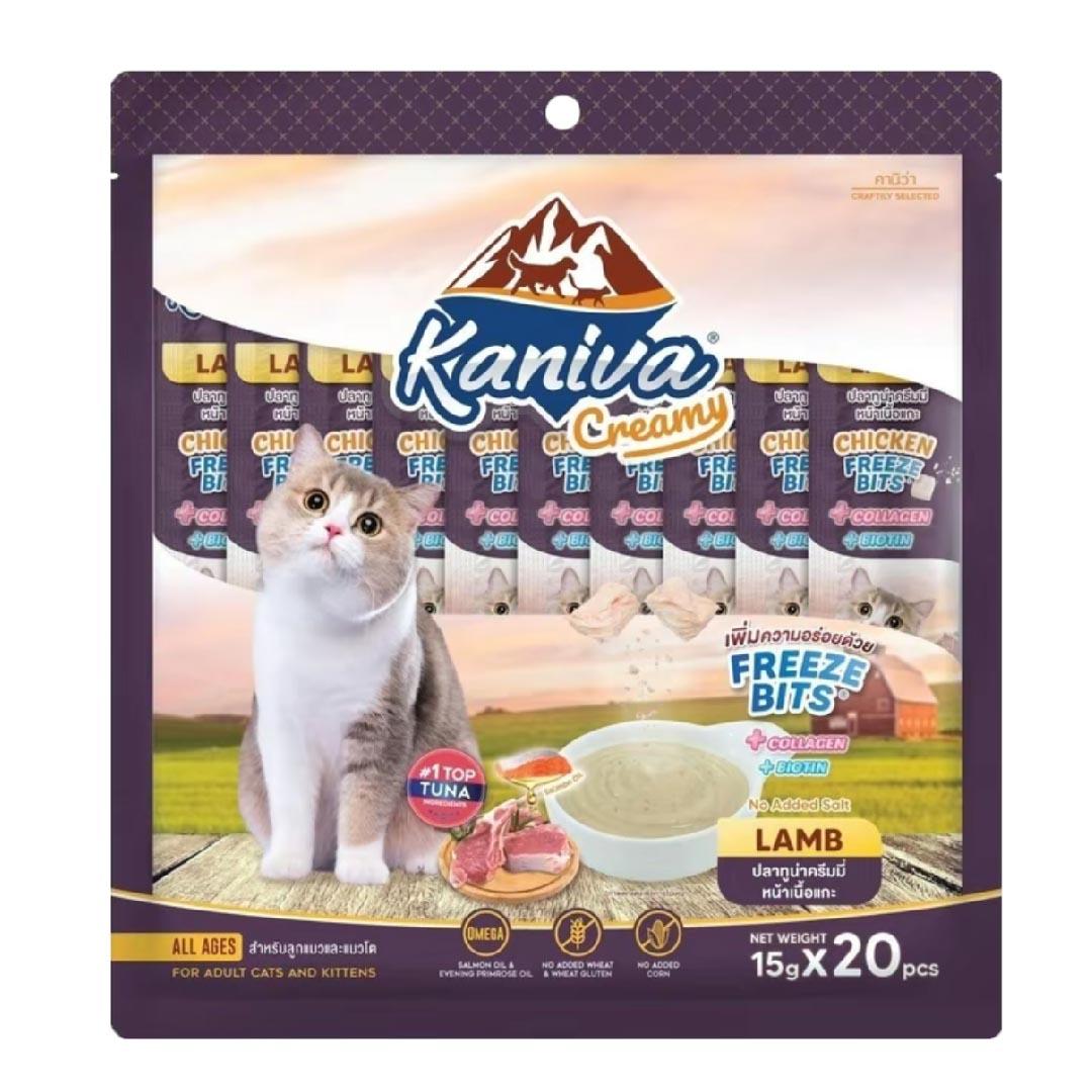 [แพ็ค 20 ซอง] Kaniva Creamy ขนมแมวเลียคานิว่า เพิ่มความอร่อยด้วยฟรีซดราย ขนาด 15 กรัม(g)