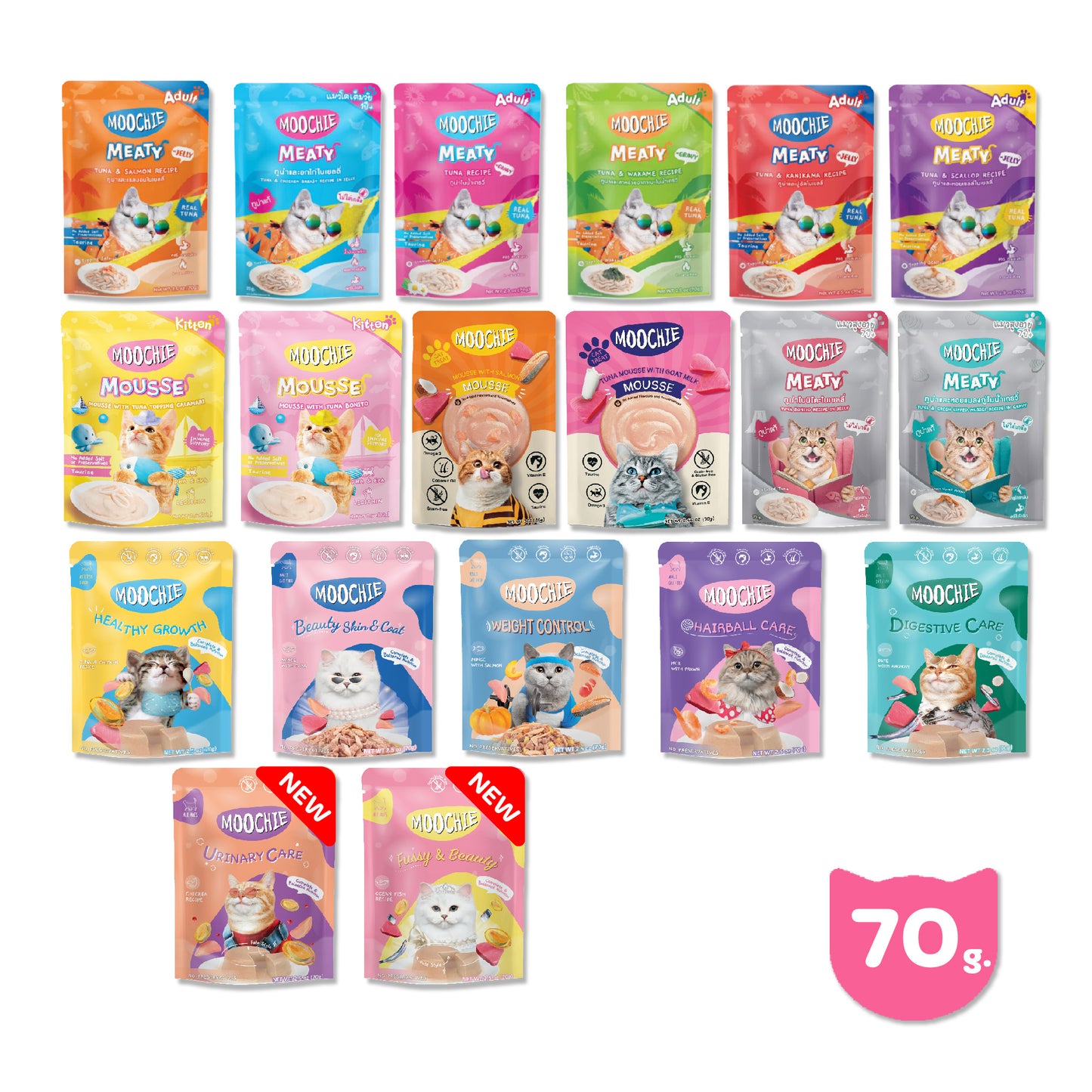 [ปลีก 1 ซอง] Moochie Pouch มูชี่ อาหารเปียกแมว เพาซ์ 70 กรัม(g.)