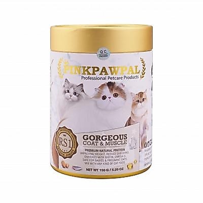 [150g.] Pinkpawpal อาหารเสริมแมว ผงโรยอาหาร เพิ่มน้ำหนัก บำรุงขนและกล้ามเนื้อ โปรตีนพรีเมียม สูตรแมวโตและลูกแมว 150g