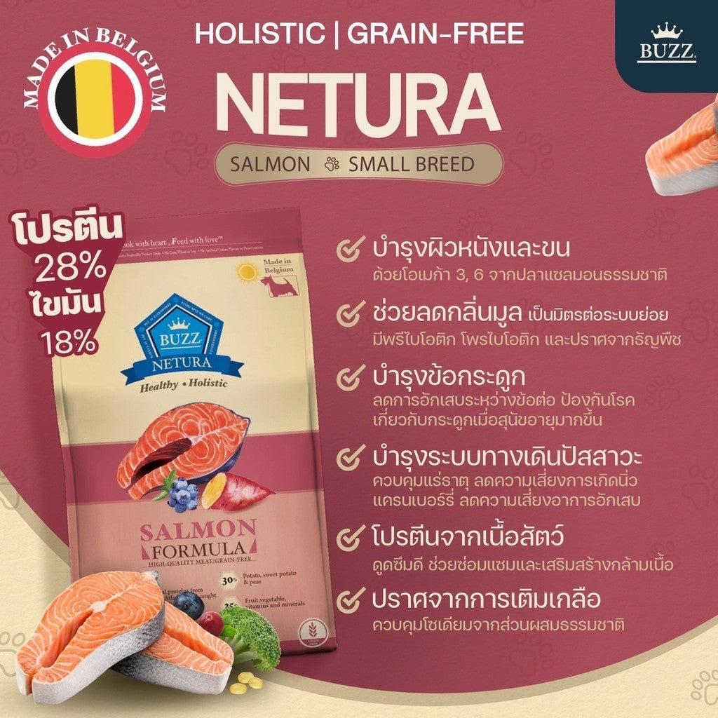 [ยกกระสอบ 10kg.] Buzz Netura Holistic อาหารสุนัข โฮลิสติก เกรนฟรี บัซซ์ สำหรับสุนัขทุกสายพันธุ์ ขนาด 800 กรัม