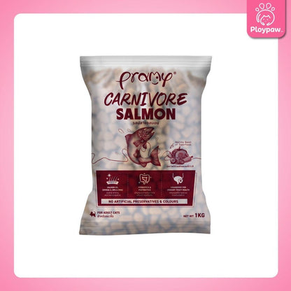 อาหารเม็ดแมวพรามี่ [ถุงแบ่งฯ 1kg.] Pramy Carnivore Premium คาร์นิวอร์ ไม่มีผลพลอยได้ ผักผลไม้ 5 สี ขนาด 800 ก.-1 กก.
