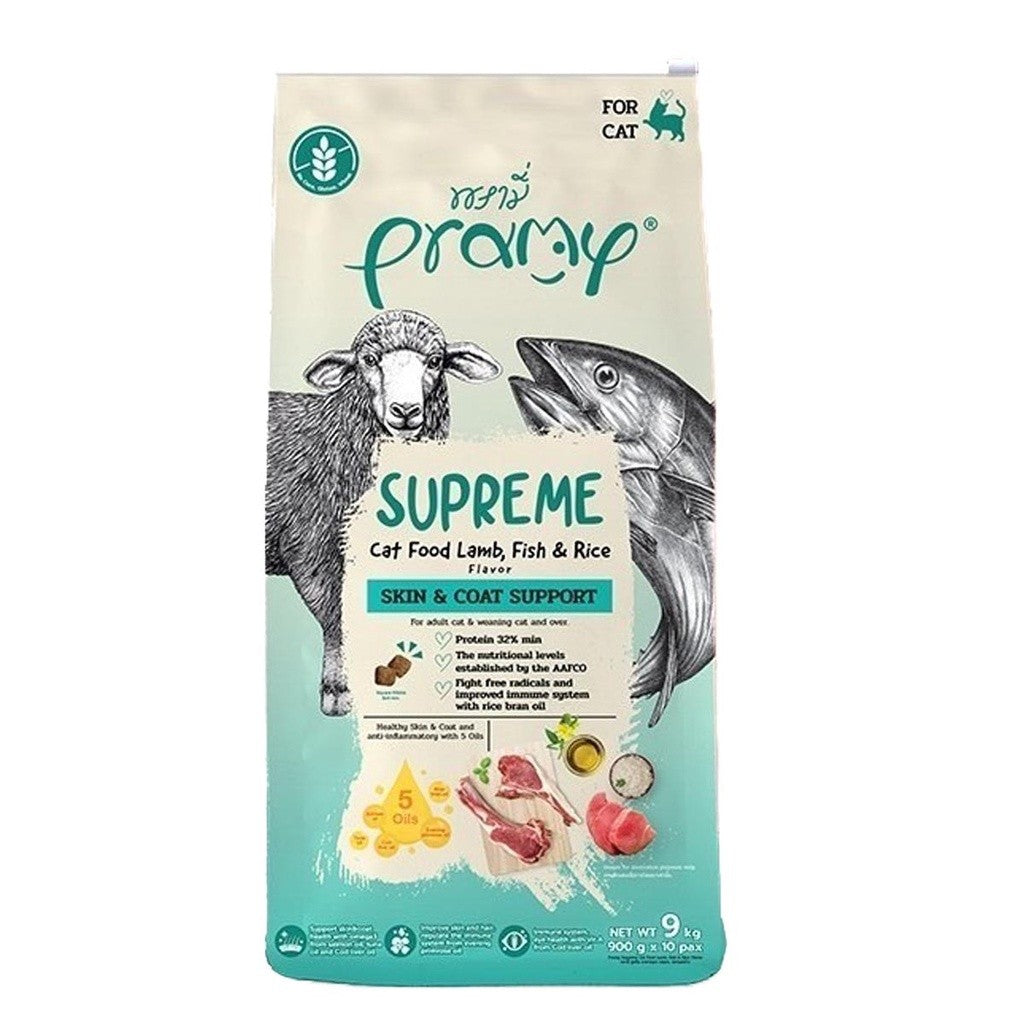 [ยกกระสอบ 10 ถุง] Pramy Supreme อาหารเม็ดแมว พรามี่ ซูพรีม สูตรพรีเมียม โปรตีนสูง Meat First Ingredient ทุกช่วงวัย