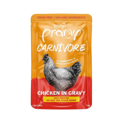 [1 ซอง] Pramy Carnivore อาหารเปียกแมว พรามี่ High Protein 11% โปรตีนสูง สูตรเกรวี่ เจลลี่ มูส ขนาด 70g เลือกรสได้