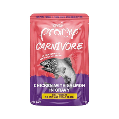 [1 ซอง] Pramy Carnivore อาหารเปียกแมว พรามี่ High Protein 11% โปรตีนสูง สูตรเกรวี่ เจลลี่ มูส ขนาด 70g เลือกรสได้