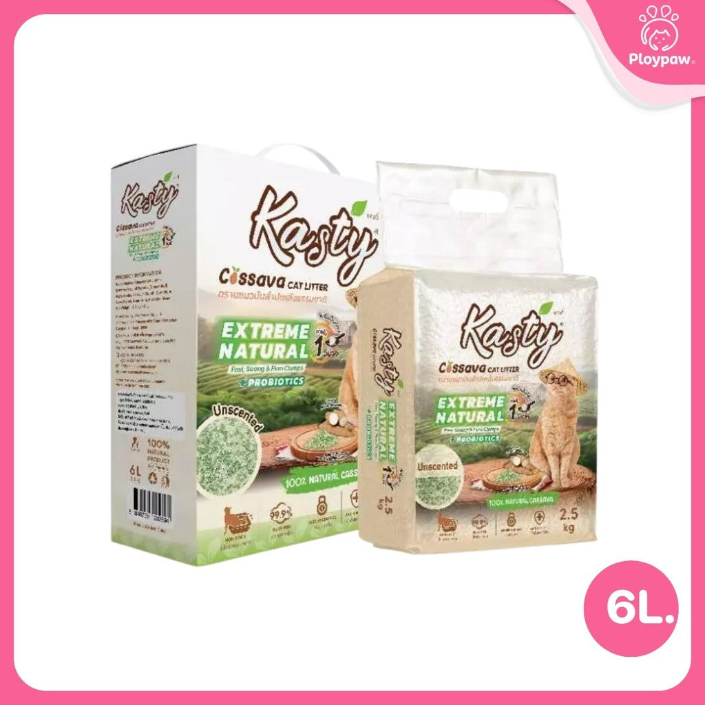 [6 ลิตร] Kasty Extreme ทรายแมวเต้าหู้ เก็บกลิ่นพิเศษ ฝุ่นน้อย จับตัวเป็นก้อนเร็ว Tofu Cat Litter ขนาด 6 ลิตร (2.5kg)