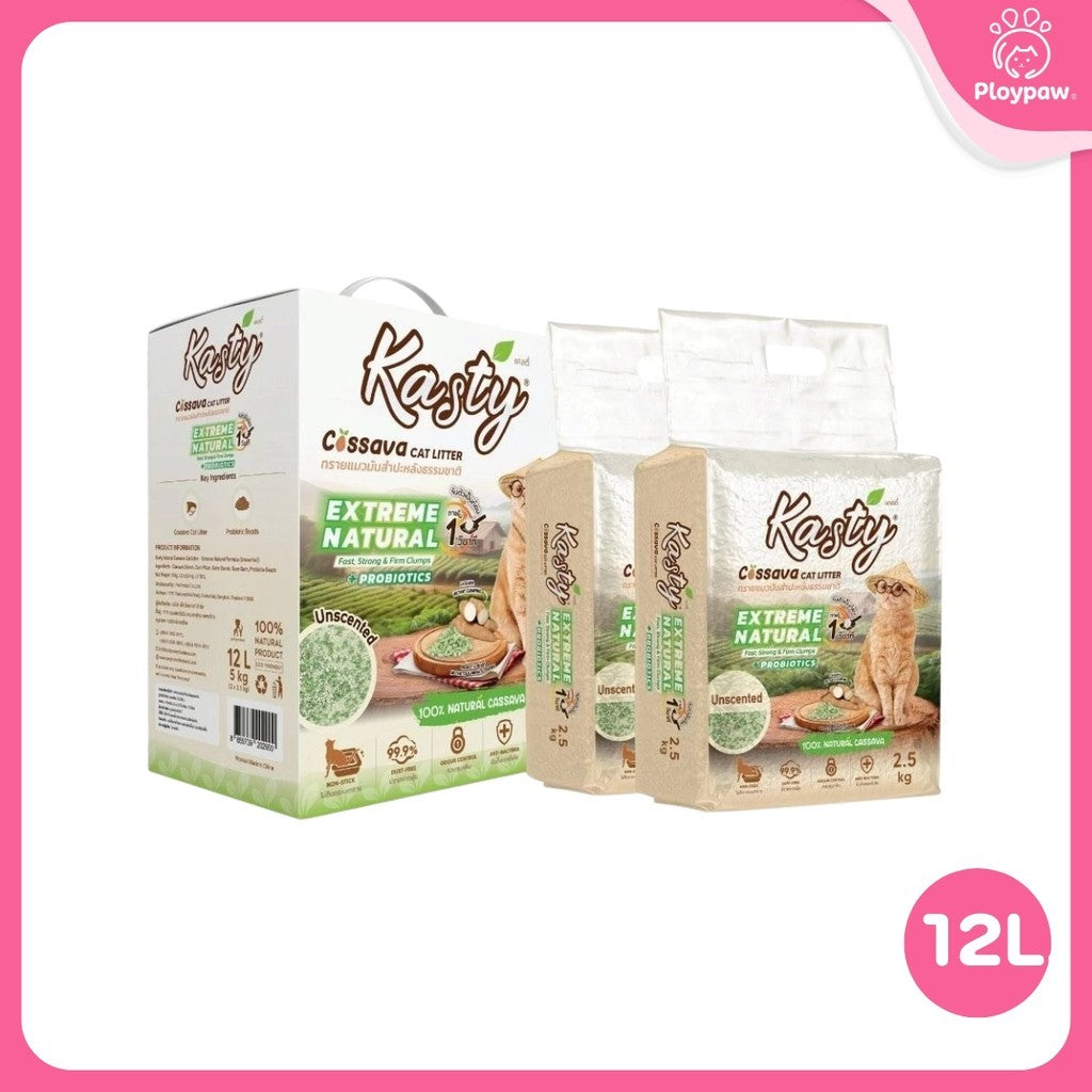 [12 ลิตร] Kasty Extreme ทรายแมวเต้าหู้ เก็บกลิ่นพิเศษ ฝุ่นน้อย จับตัวเป็นก้อนเร็ว Tofu Cat Litter ขนาด 12 ลิตร