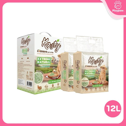 [12 ลิตร] Kasty Extreme ทรายแมวเต้าหู้ เก็บกลิ่นพิเศษ ฝุ่นน้อย จับตัวเป็นก้อนเร็ว Tofu Cat Litter ขนาด 12 ลิตร