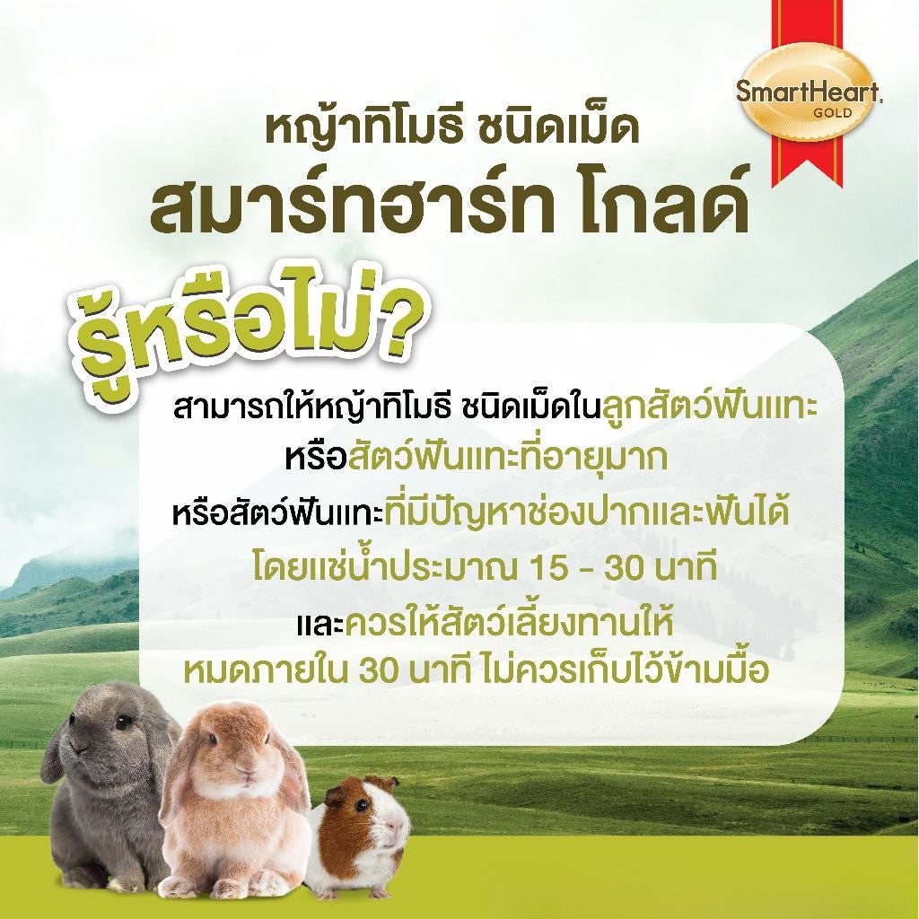 [500g.] สมาร์ทฮาร์ท โกลด์ หญ้ากระต่าย หญัาทิโมธี หญ้าอัลฟาฟ่า ชนิดเม็ด 500 กรัม / SmartHeart Gold Timothy Pellet 500g