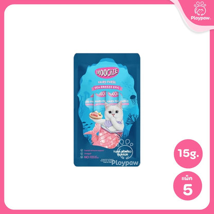 [แพ็ค 5 ซอง] Moochie Fairy Purée ขนมแมวเลีย มูชี่ เนื้อครีมมี่ ขนาดซอง 15 กรัม