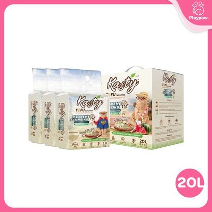 [20 ลิตร] Kasty Extreme ทรายแมวเต้าหู้ เก็บกลิ่นพิเศษ ฝุ่นน้อย จับตัวเป็นก้อนเร็ว Tofu Cat Litter ขนาด 20 ลิตร
