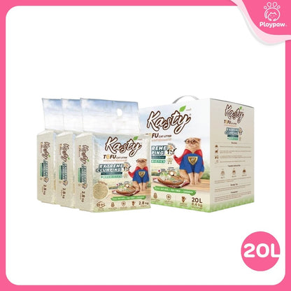 [20 ลิตร] Kasty Extreme ทรายแมวเต้าหู้ เก็บกลิ่นพิเศษ ฝุ่นน้อย จับตัวเป็นก้อนเร็ว Tofu Cat Litter ขนาด 20 ลิตร