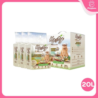 [20 ลิตร] Kasty Extreme ทรายแมวเต้าหู้ เก็บกลิ่นพิเศษ ฝุ่นน้อย จับตัวเป็นก้อนเร็ว Tofu Cat Litter ขนาด 20 ลิตร