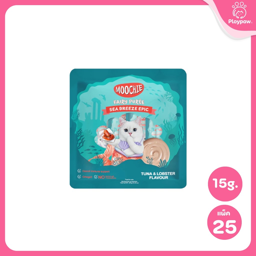 [แพ็ค 25 ซอง] Moochie Fairy Purée ขนมแมวเลีย มูชี่ เนื้อครีมมี่ ขนาดซอง 15 กรัม