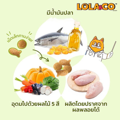[แพ็ค 5 ถุง] LOLA&CO อาหารแมว โลล่า แอนด์ โค อาหารเม็ดแมว สำหรับแมวโตอายุ 1 ปีขึ้นไป ขนาดถุง 1 กก.(kg.) จำนวน 5 ถุง
