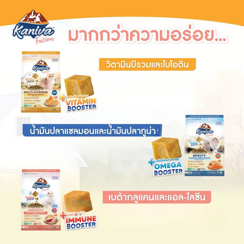 Kaniva Fusion [1kg.] Cat food อาหารแมว คานิว่าฟิวชั่น พร้อม Kaniva Booster สูตรพิเศษเฉพาะคานิว่า สำหรับแมว 4 เดือนขึ้นไป
