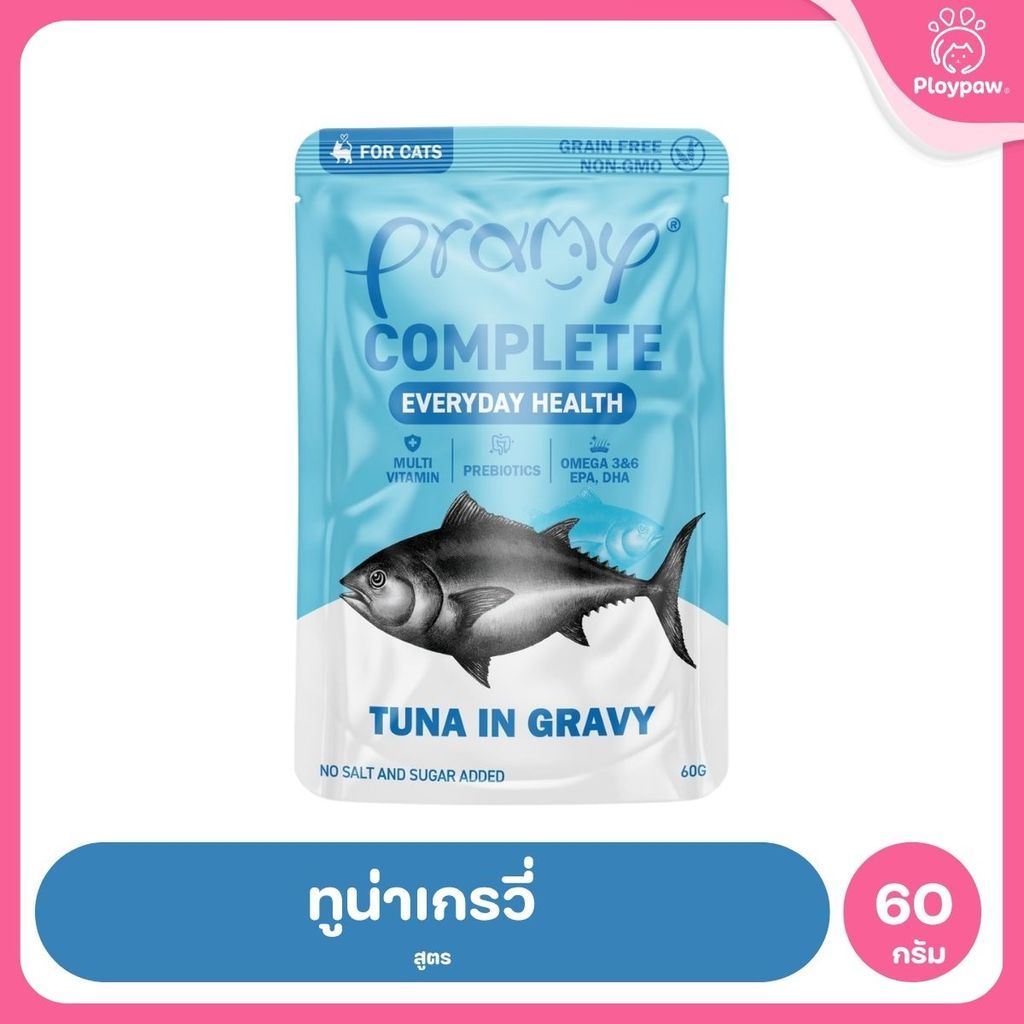 [1 ซอง] Pramy อาหารเปียกแมวพรามี่ สูตร Complete & Balance รวม 12 สูตร ขนาด 60 กรัม (Cat Wet Food,Pramy,Balance,Complete)