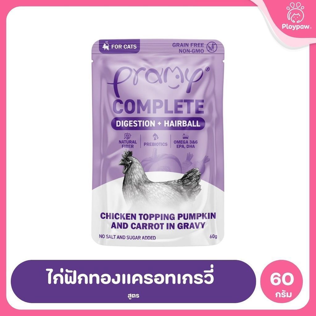 [ยกลัง 48 ซอง] Pramy อาหารเปียกแมวพรามี่ สูตร Complete & Balance ขนาด 60 กรัม (Cat Wet Food,Pramy,Balance,Complete)