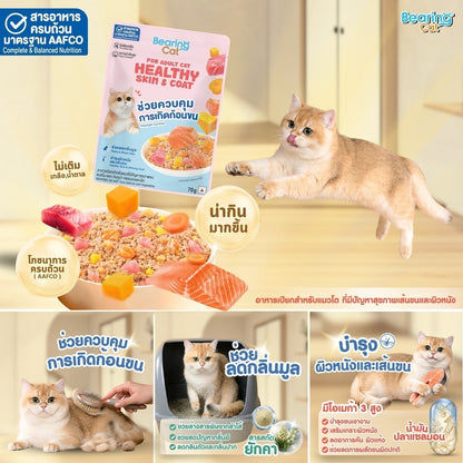อาหารเปียกแมวแบร์ริ่ง [ยกโหล 12 ซอง] BEARING  โภชนาการครบถ้วนและสมดุล (Complete & Balanced Nutrition) สูตรสำหรับแมว 70g.