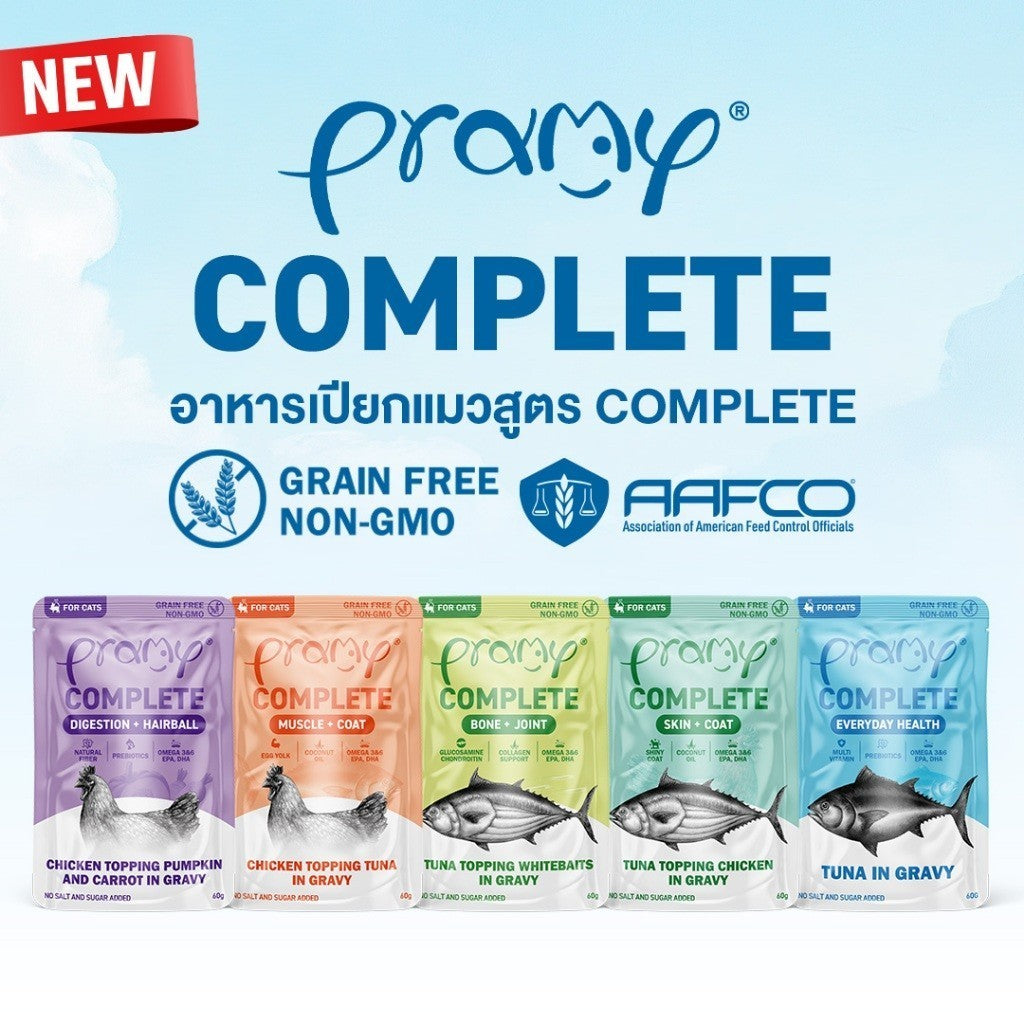 [1 ซอง] Pramy อาหารเปียกแมวพรามี่ สูตร Complete & Balance ขนาด 60 กรัม (Cat Wet Food,Pramy,Balance,Complete)
