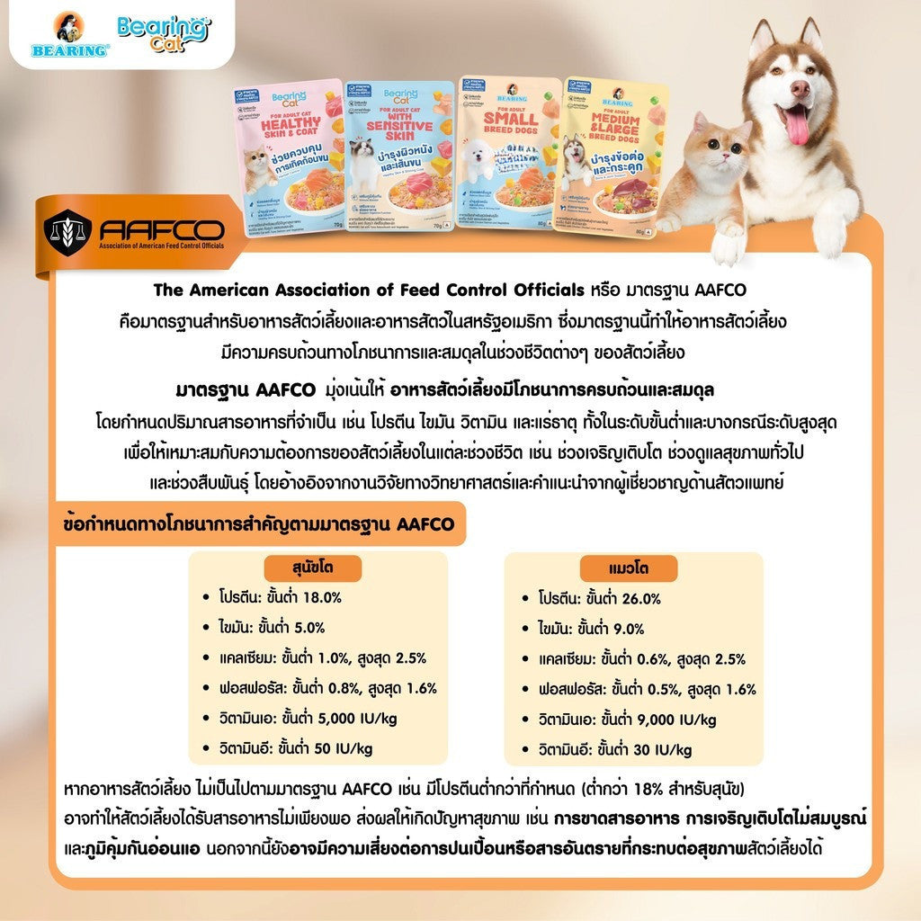 อาหารเปียกสุนัขแบร์ริ่ง [ยกลัง 48 ซอง] BEARING โภชนาการครบถ้วนและสมดุล Complete&Balanced Nutrition สูตรสำหรับสุนัข 80g.