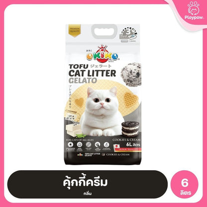 [6 ลิตร] OKIKO โอกิโกะ ทรายแมวเต้าหู้ ชนิดแท่ง รุ่น Gelato มี 4 กลิ่น ขนาด 6 ลิตร(L.)(Cat Litter,Okiko,Tofu)