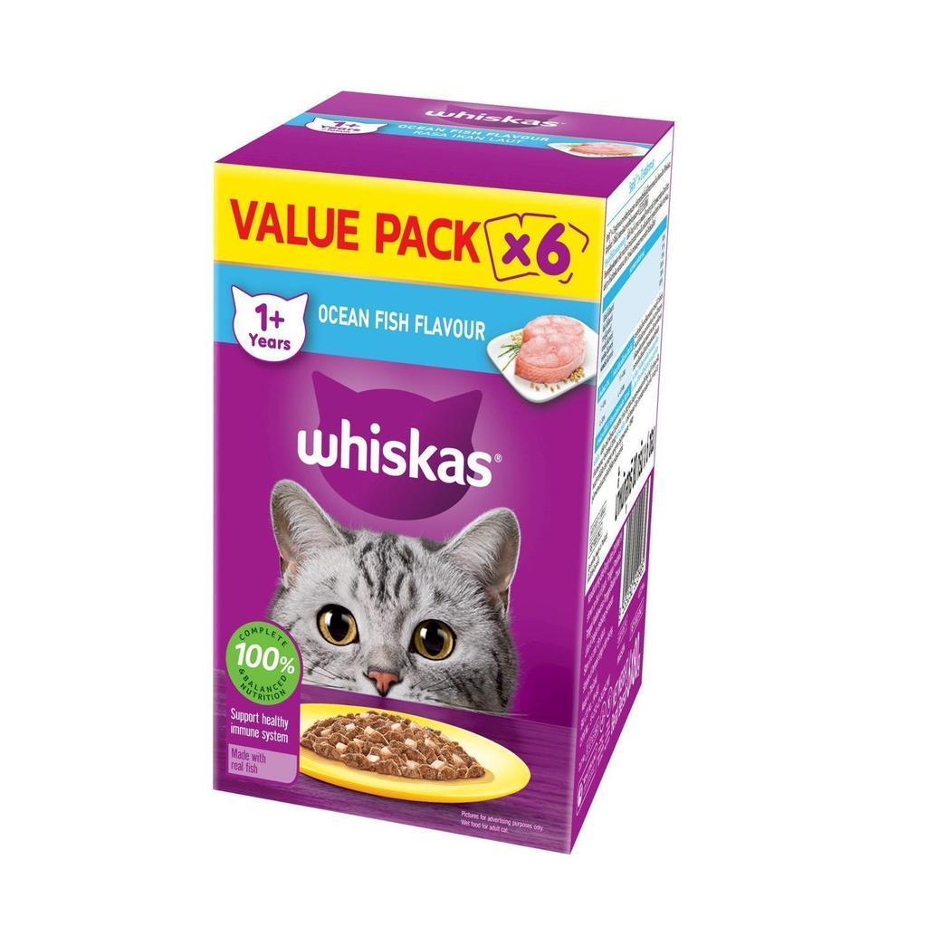 [6 ซอง] Whiskas Value Pack วิสกัส ชุดสุดคุ้ม อาหารแมวชนิดเปียก 80g (1 กล่อง มี 6 ซอง)