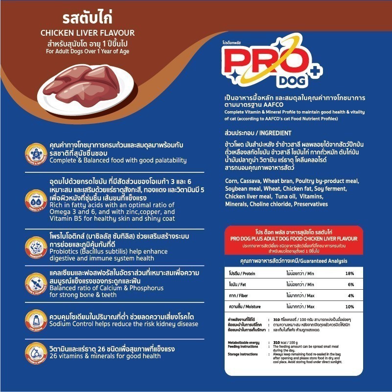 Pro Dog [แพ็ค 5*1kg.] อาหารสุนัข โปรด็อก อาหารชนิดเม็ด สำหรับ "สุนัขโต / Adult" 1 กิโลกรัม