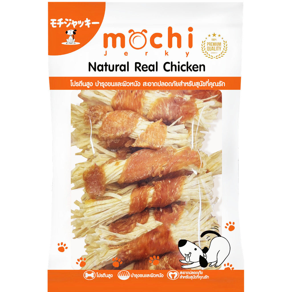 [ไซส์ L] Mochi Jerky โมชิ เจอร์กี้ ขนมสุนัขและแมว สันในไก่ โปรตีนสูง เนื้อนุ่ม เคี้ยวง่าย ไม่เติมสารกันเสีย 250-320 กรัม