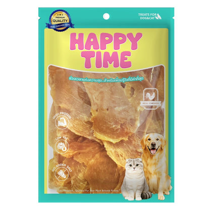 [ไซส์ L] HappyTime ขนมสุนัข ไก่เจอร์กี้ ไก่กรอบอบแห้ง ขนมหมาโปรตีนสูง หอมอร่อย เคี้ยวง่าย สำหรับสุนัขทุกสายพันธุ์
