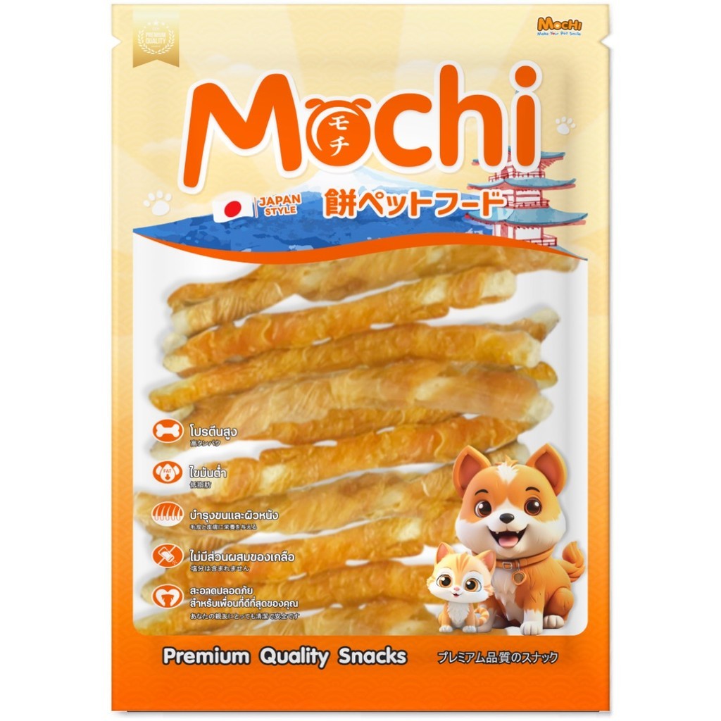 [ไซส์ L] Mochi Jerky โมชิ เจอร์กี้ ขนมสุนัขและแมว สันในไก่ โปรตีนสูง เนื้อนุ่ม เคี้ยวง่าย ไม่เติมสารกันเสีย 250-320 กรัม