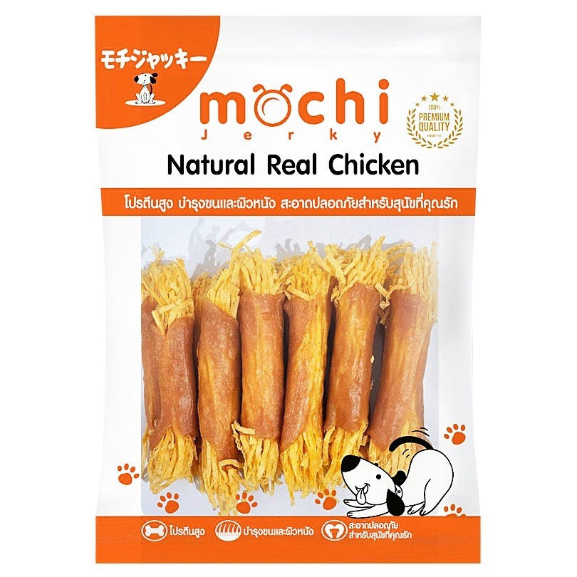 [ไซส์ L] Mochi Jerky โมชิ เจอร์กี้ ขนมสุนัขและแมว สันในไก่ โปรตีนสูง เนื้อนุ่ม เคี้ยวง่าย ไม่เติมสารกันเสีย 250-320 กรัม
