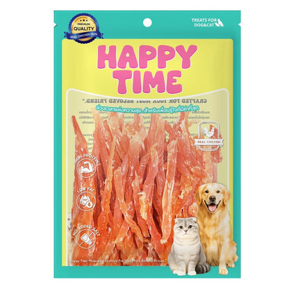 [ไซส์ L] HappyTime ขนมสุนัข ไก่เจอร์กี้ ไก่กรอบอบแห้ง ขนมหมาโปรตีนสูง หอมอร่อย เคี้ยวง่าย สำหรับสุนัขทุกสายพันธุ์